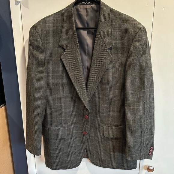 Alfani Other - Alfani Vintage Men's Gray Wool Plaid Blazer 40R